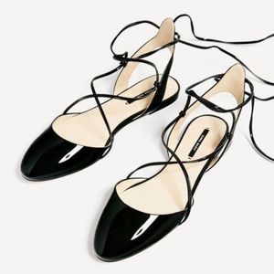 Zara Slingback Lace - Up Ballerina Flats #2418